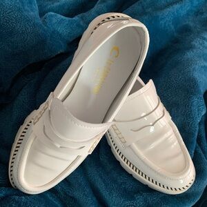 Stark Pure White Patent Leather La Canadienne Penny Loafer